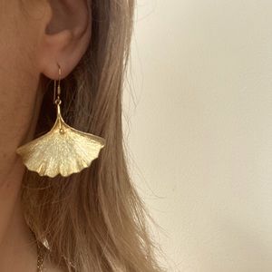 Gold Ginkgo Earrings LR Lisa Robertson